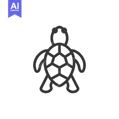 Line art illustration of a turtle with its shell and legs