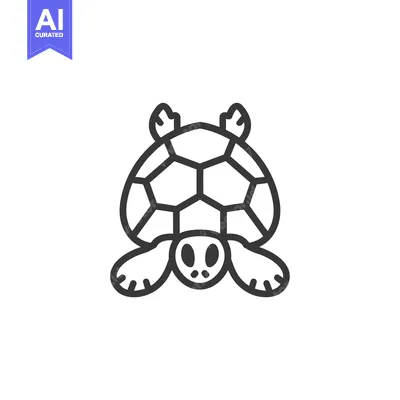 Aset desain premium: Line Art Illustration of a Turtle with its Shell Facing Up