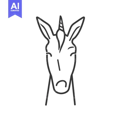 Aset premium populer: Line Art Illustration of a Unicorn Head