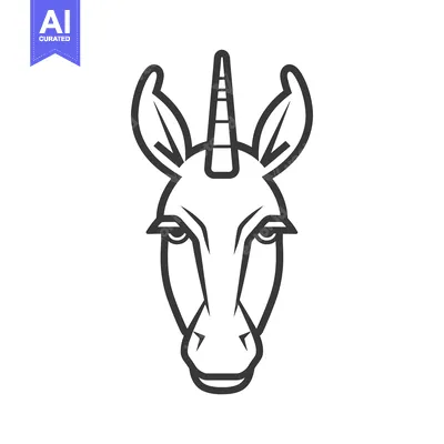 Aset desain premium: Line Art Illustration of a Unicorn's Face