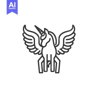 Aset premium populer: Line Art Illustration of a Unicorn with Wings
