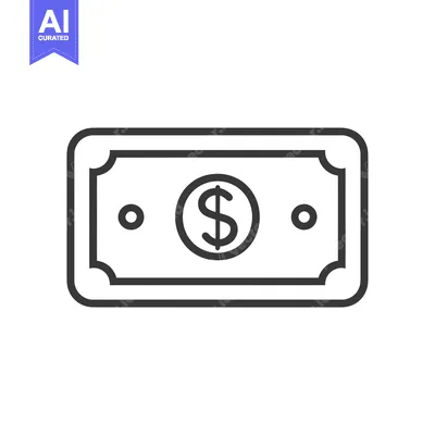 Aset desain premium: Line Art Illustration of a US Dollar Bill