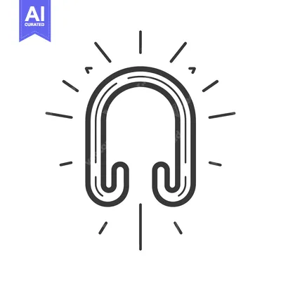 Popular premium asset: Line art illustration of a U-shaped object with a burst of light behin