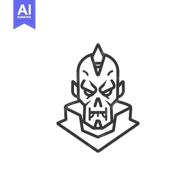 Aset desain premium: Line Art Illustration of a Vampire with a Spiked Hairstyle