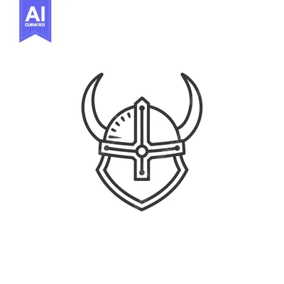Line Art Illustration of a Viking Helmet