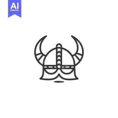 Popular premium asset: Line Art Illustration of a Viking Helmet with Horns