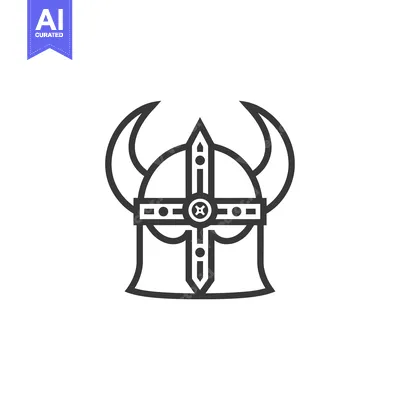 Aset premium populer: Line Art Illustration of a Viking Helmet with Horns