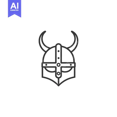 Popular premium asset: Line Art Illustration of a Viking Helmet with Horns