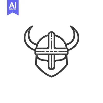 Aset premium populer: Line Art Illustration of a Viking Helmet with Horns