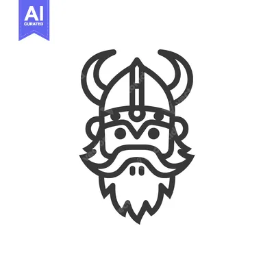 Premium design asset: Line Art Illustration of a Viking Warrior's Face