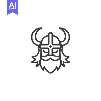 Aset desain premium: Line Art Illustration of a Viking Warrior's Head