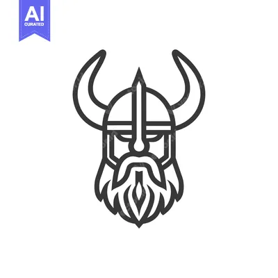 Aset premium populer: Line Art Illustration of a Viking Warrior's Head with Horns and a Helm