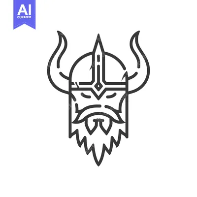 Popular premium asset: Line Art Illustration of a Viking Warrior's Head with Horns and Beard