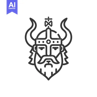 Popular premium asset: Line Art Illustration of a Viking Warrior with Horns and a Helmet
