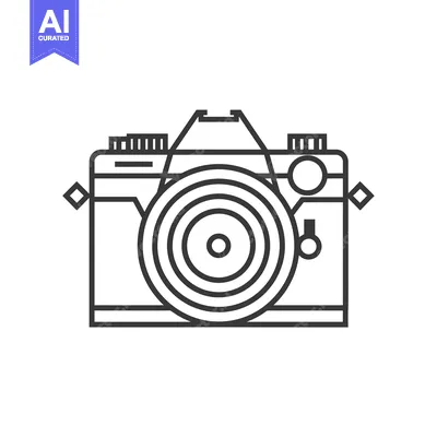 Premium design asset: Line Art Illustration of a Vintage Film Camera