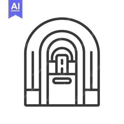Aset desain premium: Line Art Illustration of a Vintage Jukebox