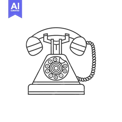 Line Art Illustration of a Vintage Rotary Dial Phone