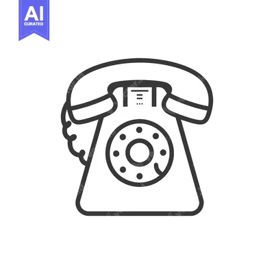 Line Art Illustration of a Vintage Rotary Phone