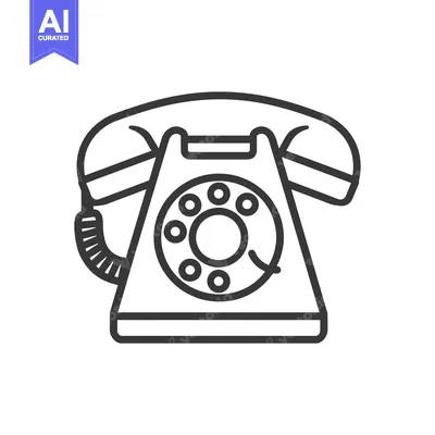 Popular premium asset: Line art illustration of a vintage rotary phone