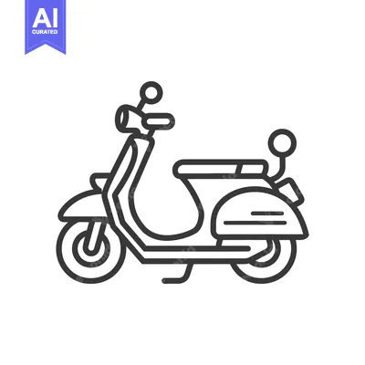 Aset desain premium: Line art illustration of a vintage scooter