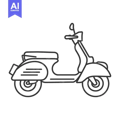 Popular premium asset: Line Art Illustration of a Vintage Scooter