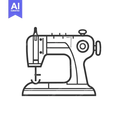Popular premium asset: Line art illustration of a vintage sewing machine