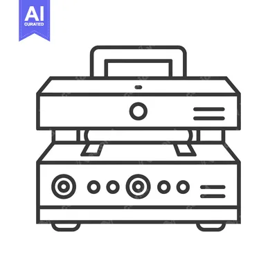 Aset desain premium: Line art illustration of a vintage stereo system