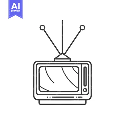 Line art illustration of a vintage television set