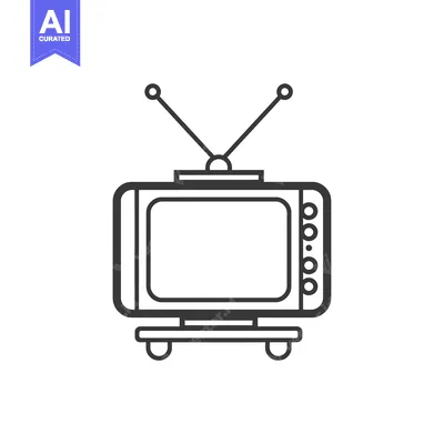 Aset premium populer: Line art illustration of a vintage television with antennas
