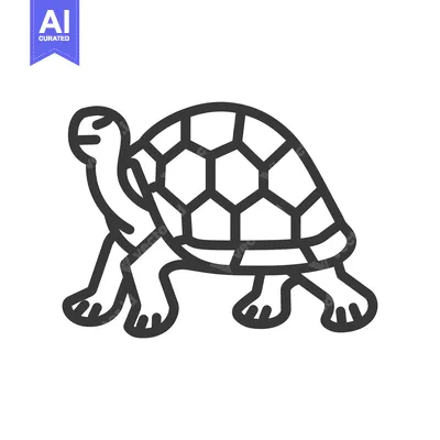 Aset desain premium: Line Art Illustration of a Walking Tortoise
