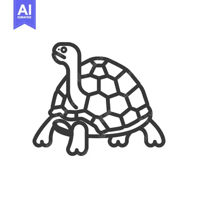 Aset desain premium: Line Art Illustration of a Walking Tortoise