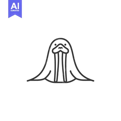 Popular premium asset: Line Art Illustration of a Walrus with Large Tusk
