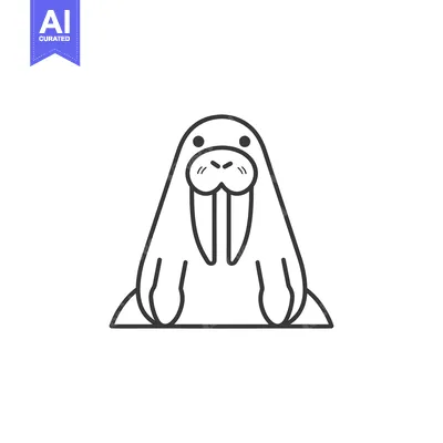 Popular premium asset: Line Art Illustration of a Walrus with Large Tusks