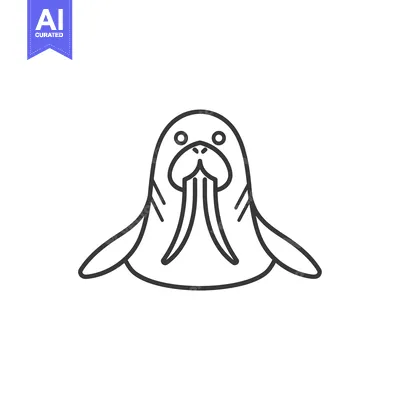 Aset premium populer: Line Art Illustration of a Walrus with Large Tusks