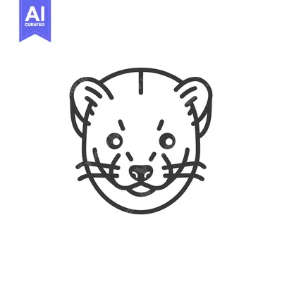 Popular premium asset: Line Art Illustration of a Weasel's Face