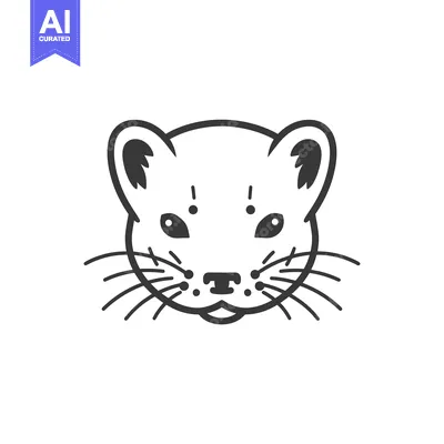 Premium design asset: Line Art Illustration of a Weasel's Face