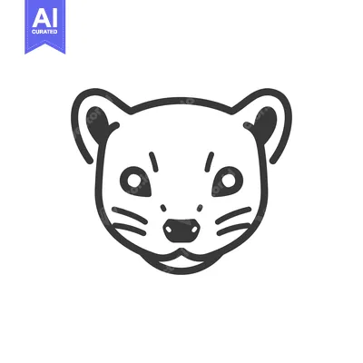 Premium design asset: Line Art Illustration of a Weasel's Face