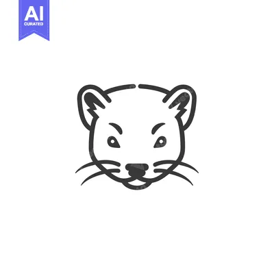 Aset premium populer: Line Art Illustration of a Weasel's Face