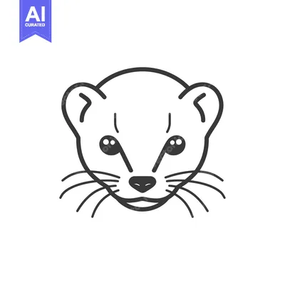 Aset desain premium: Line Art Illustration of a Weasel's Face