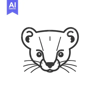 Premium design asset: Line art illustration of a weasel's face