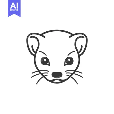 Aset desain premium: Line art illustration of a weasel's head