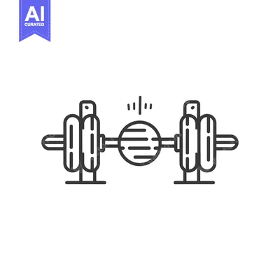 Aset premium populer: Line Art Illustration of a Weight Lifting Barbell