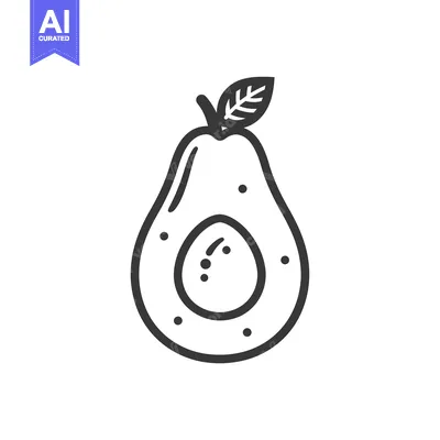 Aset premium populer: Line Art Illustration of a Whole Avocado with a Leaf
