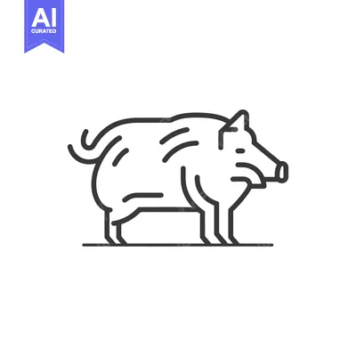 Aset desain premium: Line art illustration of a wild boar