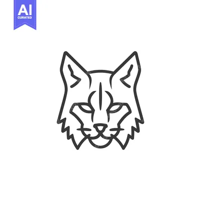 Aset desain premium: Line Art Illustration of a Wildcat's Face