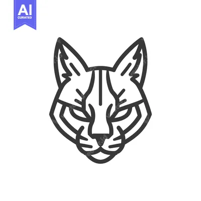 Premium design asset: Line Art Illustration of a Wildcat's Head