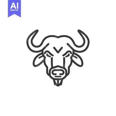 Line Art Illustration of a Wildebeest Head
