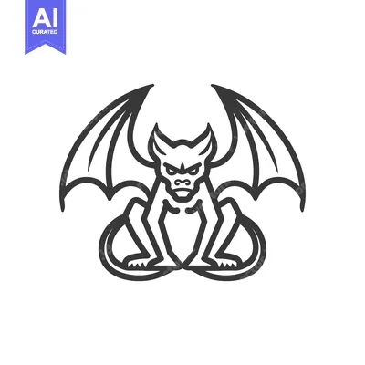 Line Art Illustration of a Winged Beast with Claws