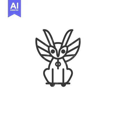 Aset premium populer: Line art illustration of a winged creature with horns