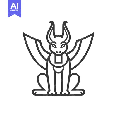Aset premium populer: Line art illustration of a winged jackal
